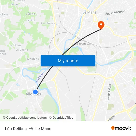 Léo Delibes to Le Mans map