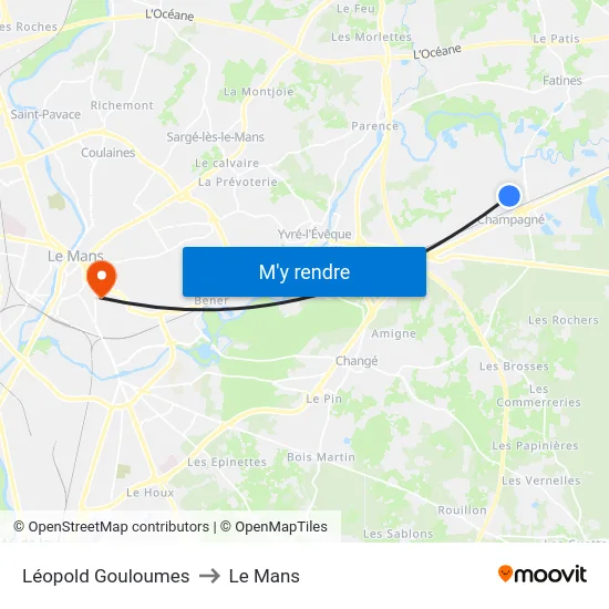 Léopold Gouloumes to Le Mans map