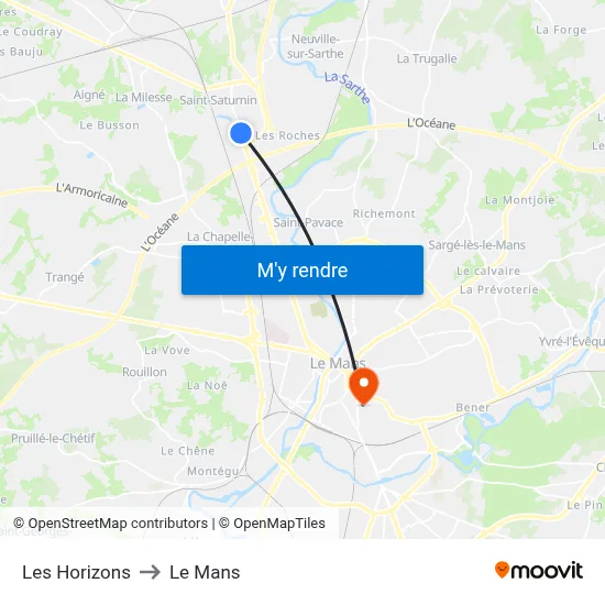 Les Horizons to Le Mans map