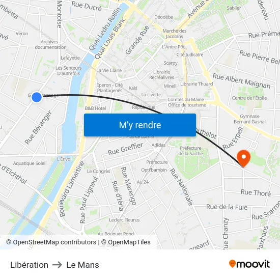 Libération to Le Mans map