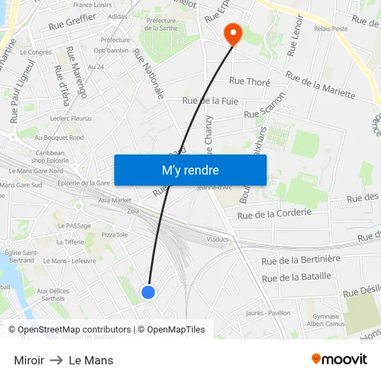 Miroir to Le Mans map