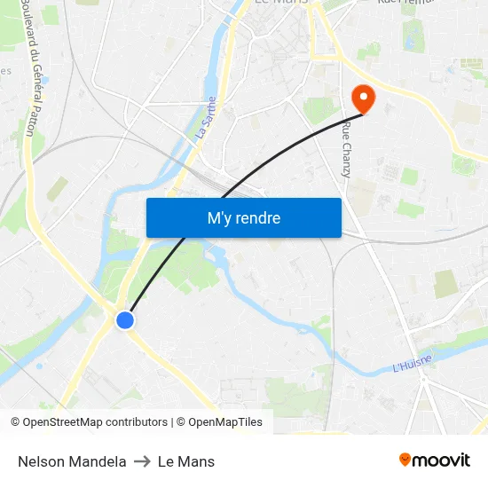Nelson Mandela to Le Mans map