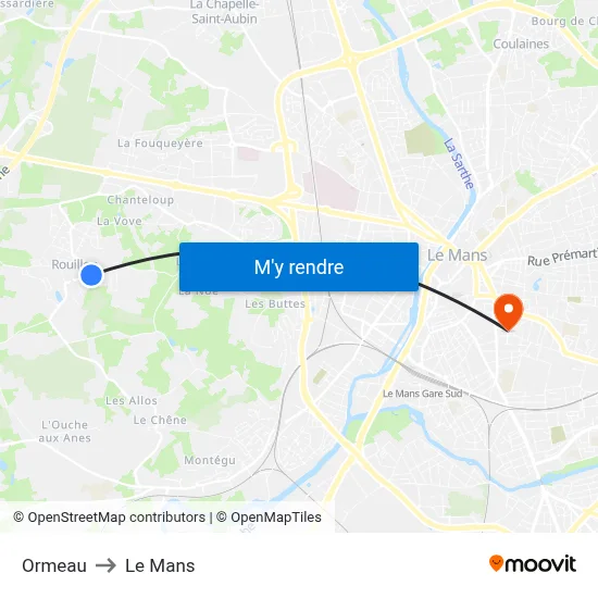 Ormeau to Le Mans map