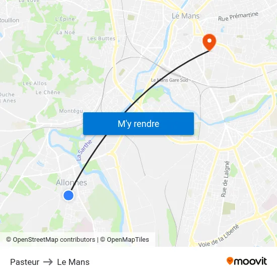Pasteur to Le Mans map