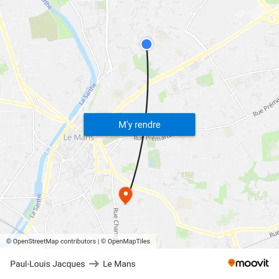 Paul-Louis Jacques to Le Mans map
