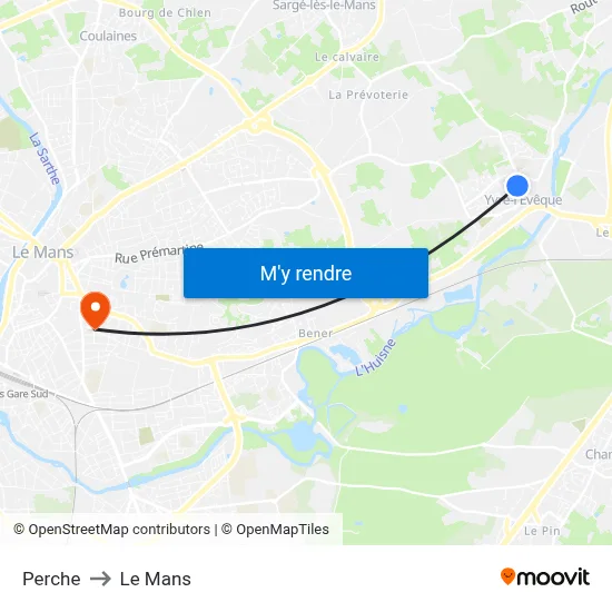 Perche to Le Mans map