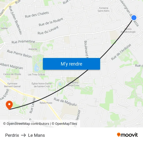 Perdrix to Le Mans map