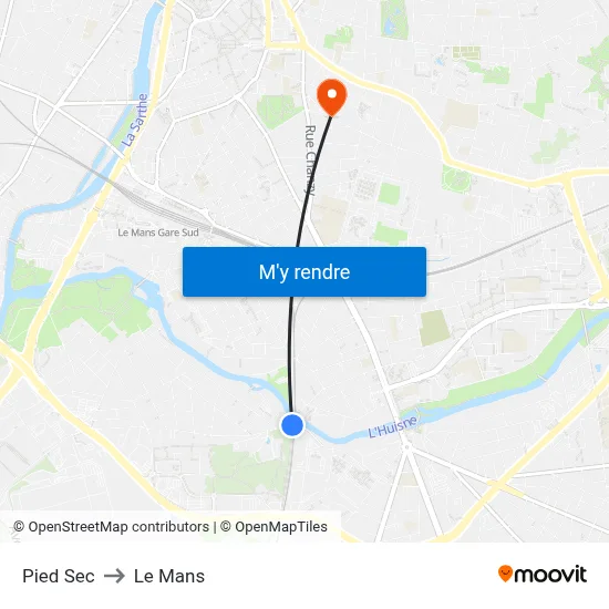 Pied Sec to Le Mans map