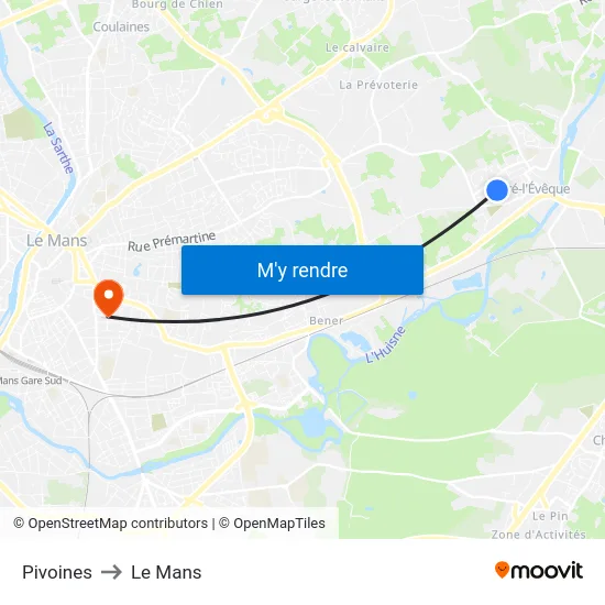 Pivoines to Le Mans map