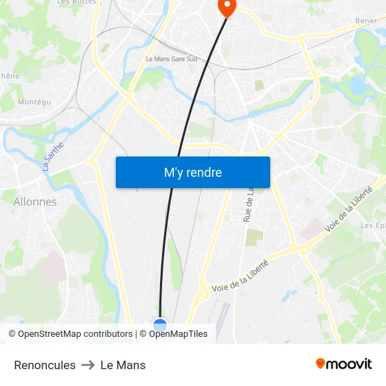 Renoncules to Le Mans map