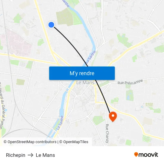Richepin to Le Mans map