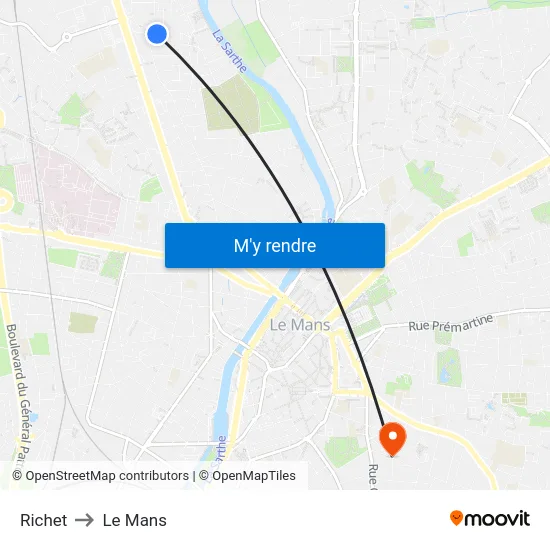 Richet to Le Mans map