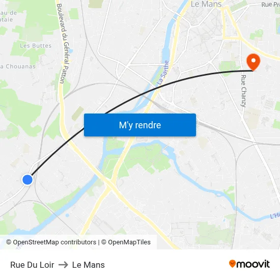 Rue Du Loir to Le Mans map