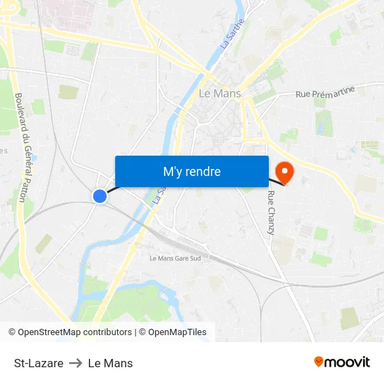 St-Lazare to Le Mans map