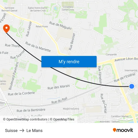 Suisse to Le Mans map