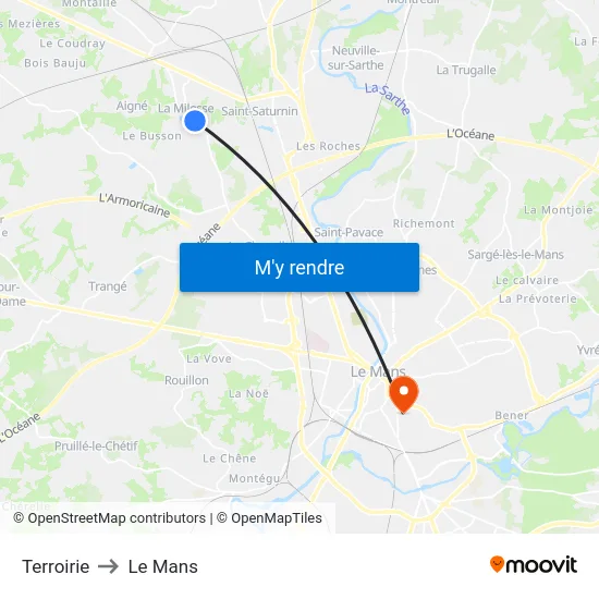 Terroirie to Le Mans map