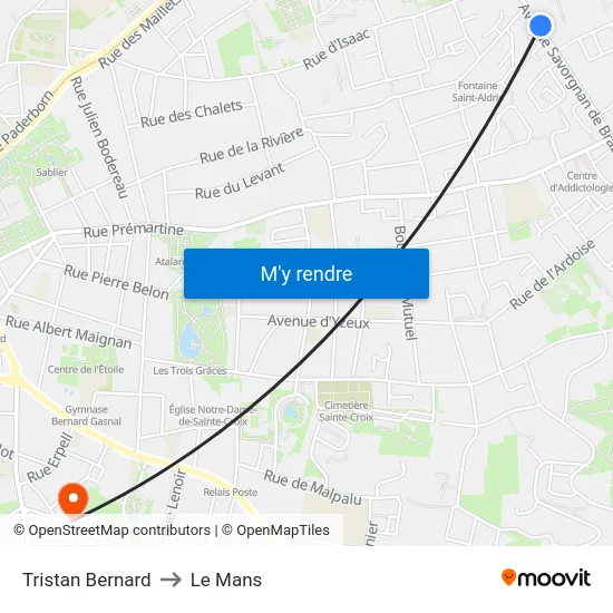 Tristan Bernard to Le Mans map