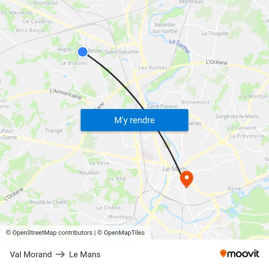 Val Morand to Le Mans map