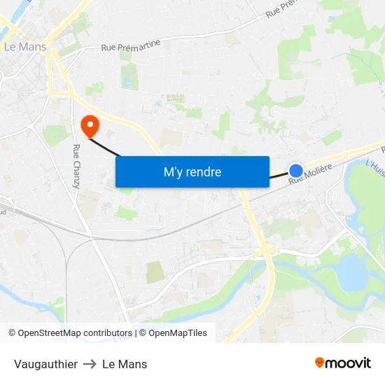 Vaugauthier to Le Mans map