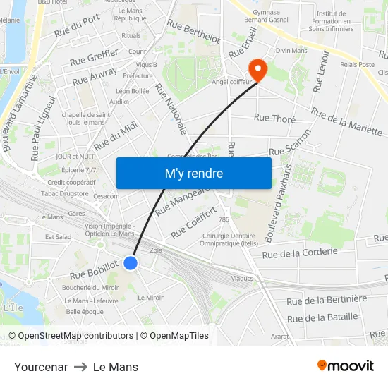 Yourcenar to Le Mans map