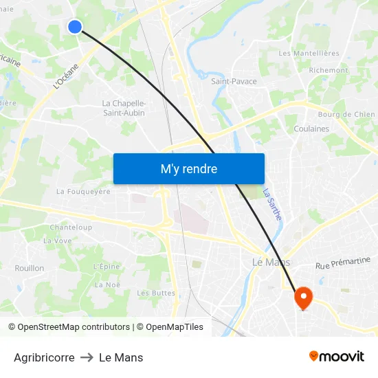 Agribricorre to Le Mans map