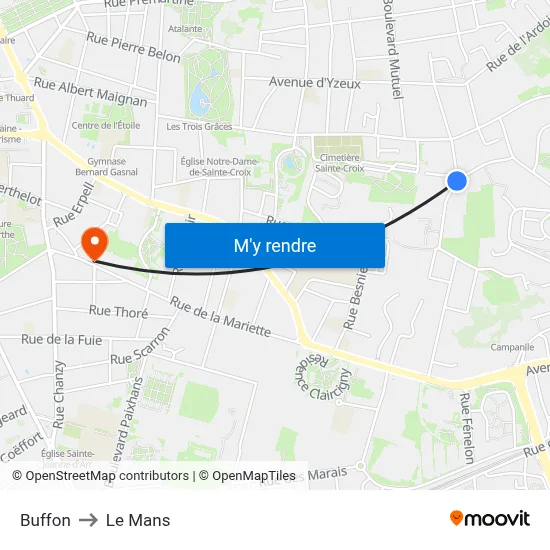 Buffon to Le Mans map