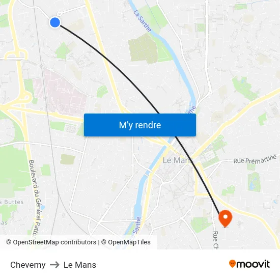 Cheverny to Le Mans map
