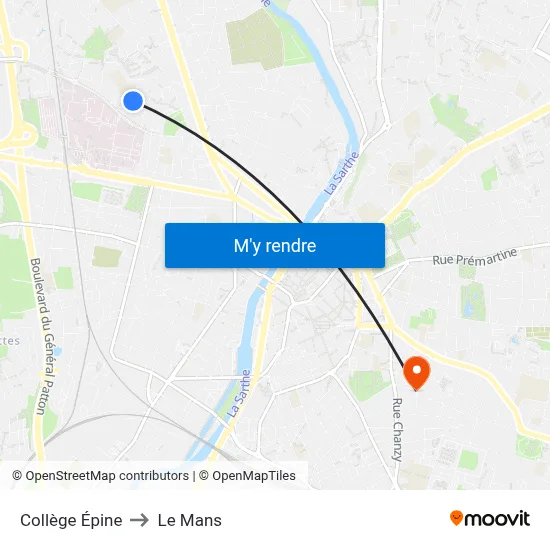 Collège Épine to Le Mans map