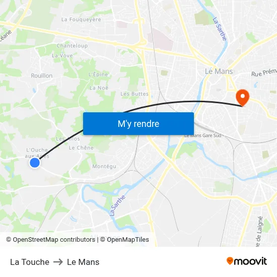 La Touche to Le Mans map