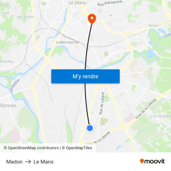 Madon to Le Mans map