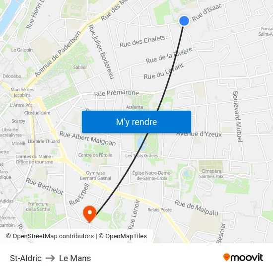 St-Aldric to Le Mans map