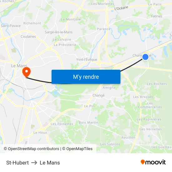 St-Hubert to Le Mans map