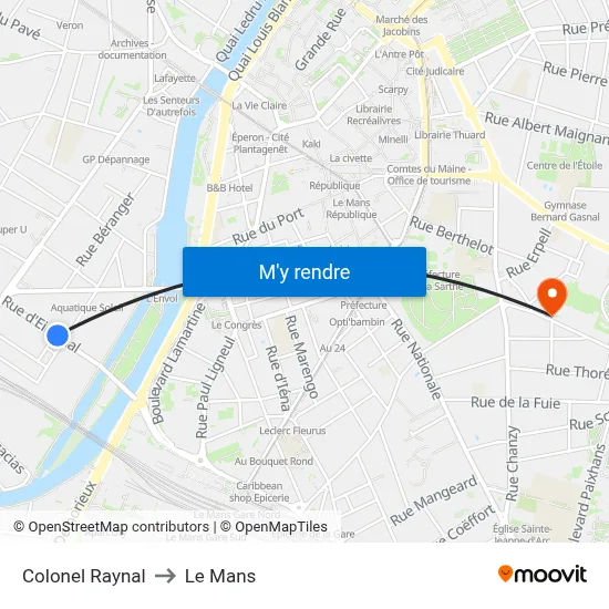 Colonel Raynal to Le Mans map