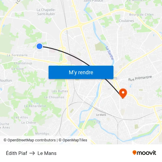 Édith Piaf to Le Mans map