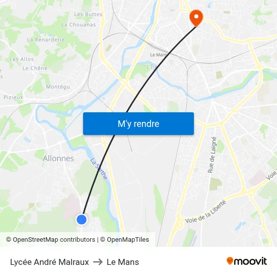Lycée André Malraux to Le Mans map