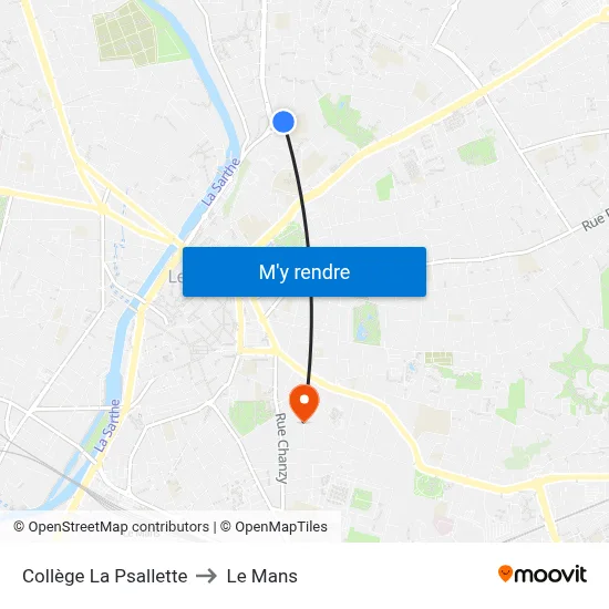 Collège La Psallette to Le Mans map