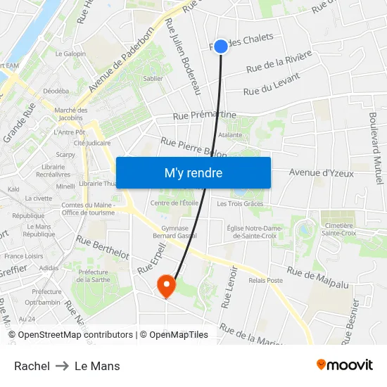 Rachel to Le Mans map