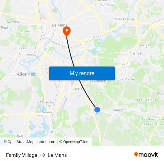 Family Village to Le Mans map