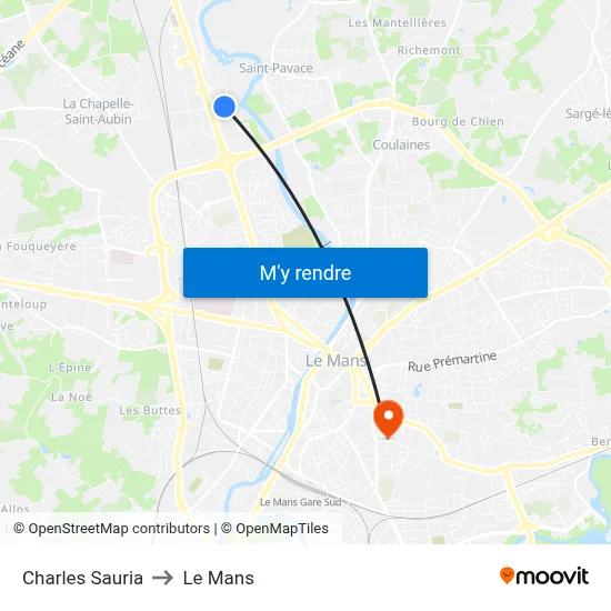 Charles Sauria to Le Mans map