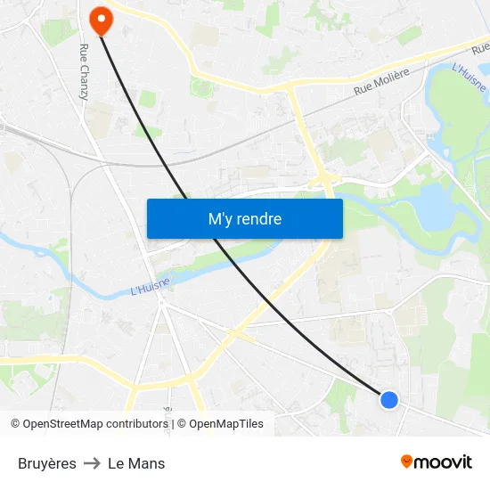Bruyères to Le Mans map