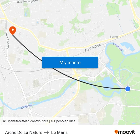 Arche De La Nature to Le Mans map