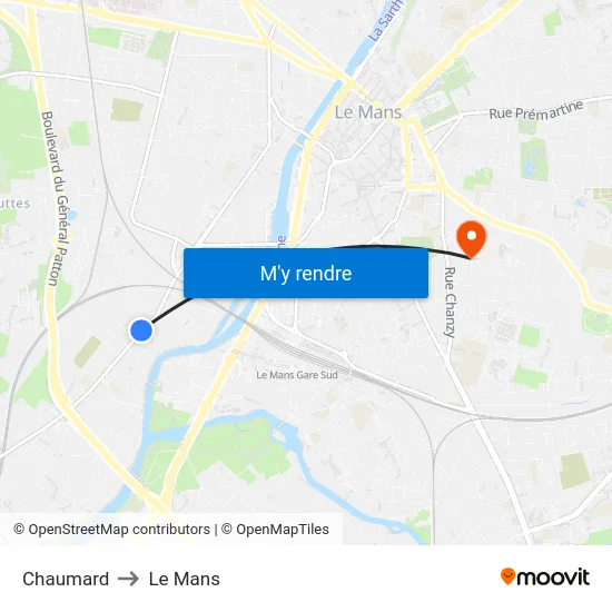 Chaumard to Le Mans map