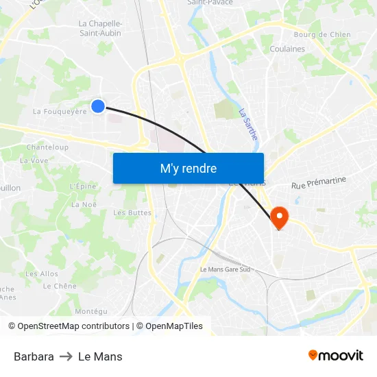 Barbara to Le Mans map