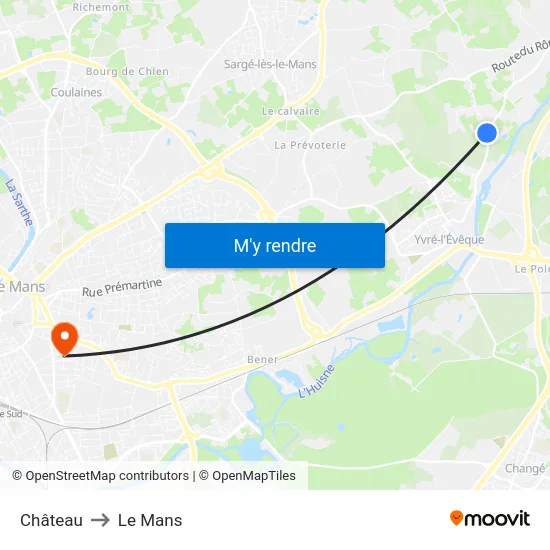 Château to Le Mans map