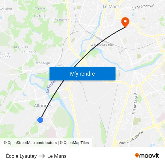 École Lyautey to Le Mans map
