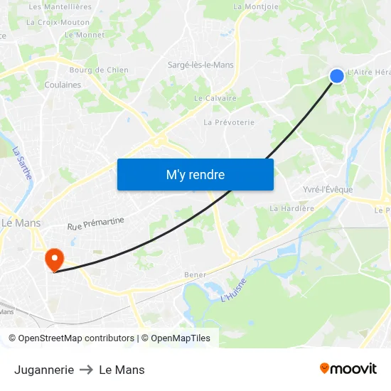 Jugannerie to Le Mans map