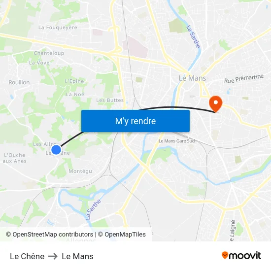 Le Chêne to Le Mans map