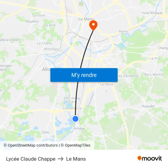 Lycée Claude Chappe to Le Mans map