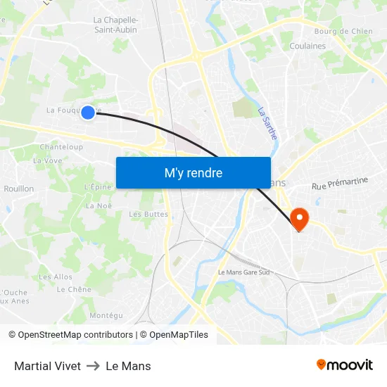 Martial Vivet to Le Mans map