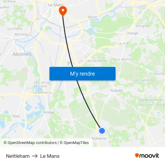 Nettleham to Le Mans map